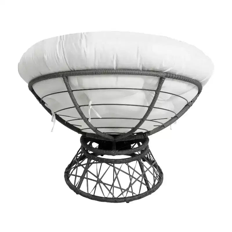Home Imports Emporium Poltrona Papasan in Vimini con Cuscino Oversize e Base Girevole Sedia a Sfera per Interni da Camera da Letto o Patio Coperto