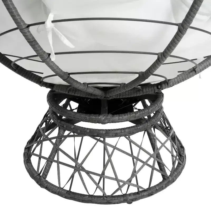 Home Imports Emporium Poltrona Papasan in Vimini con Cuscino Oversize e Base Girevole Sedia a Sfera per Interni da Camera da Letto o Patio Coperto