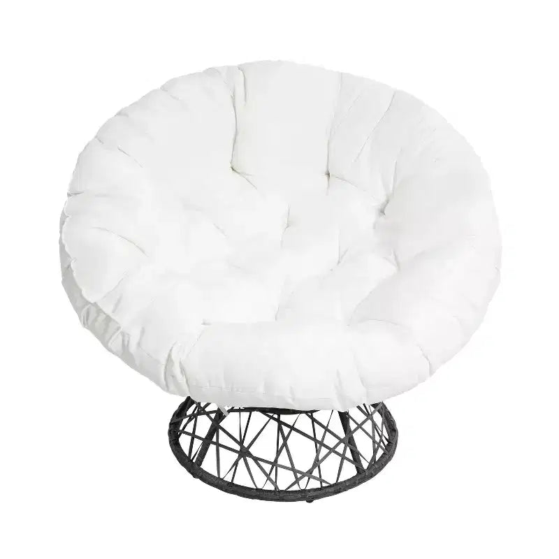 Home Imports Emporium Poltrona Papasan in Vimini con Cuscino Oversize e Base Girevole Sedia a Sfera per Interni da Camera da Letto o Patio Coperto