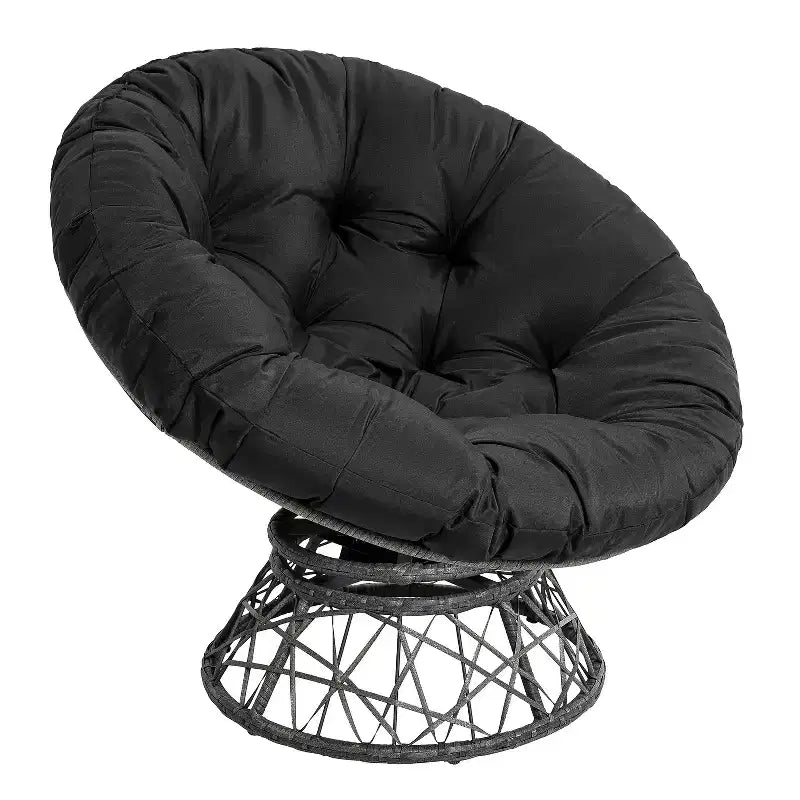 Home Imports Emporium Poltrona Papasan in Vimini con Cuscino Oversize e Base Girevole Sedia a Sfera per Interni da Camera da Letto o Patio Coperto