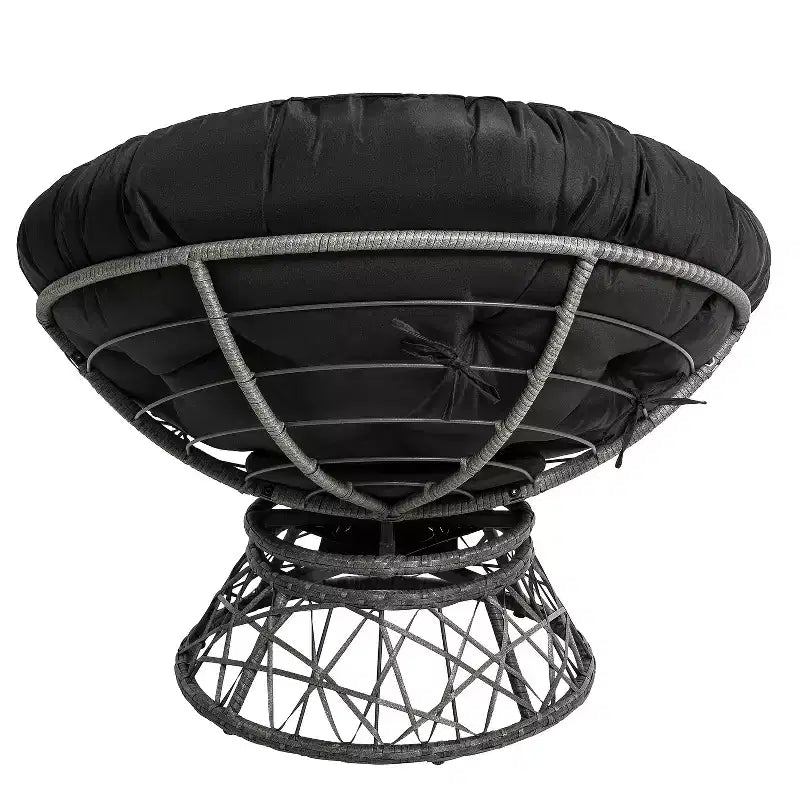 Home Imports Emporium Poltrona Papasan in Vimini con Cuscino Oversize e Base Girevole Sedia a Sfera per Interni da Camera da Letto o Patio Coperto
