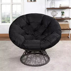 Home Imports Emporium Poltrona Papasan in Vimini con Cuscino Oversize e Base Girevole Sedia a Sfera per Interni da Camera da Letto o Patio Coperto