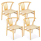 Karl Home | Yellow Metal-framed Weave Dining Chair (4-Pack)