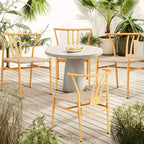 Karl Home | Sedia da pranzo con trama e struttura in metallo giallo (confezione da 4)
