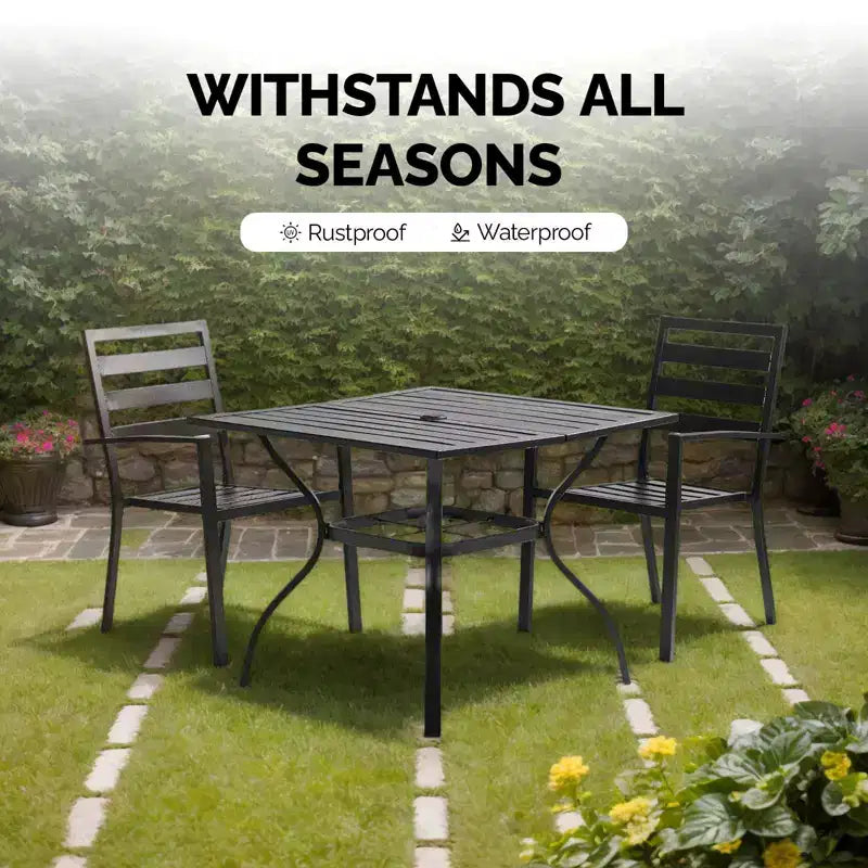 Karl Home | Sedia da pranzo impilabile in acciaio per patio (Set da 4)