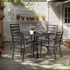 Karl Home | Sedia da pranzo impilabile in acciaio per patio (Set da 4)