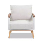 Jennifer Taylor Home Calarono 29 Teak & Aluminum Patio Accent Arm Chair, Sand Dune Chenille