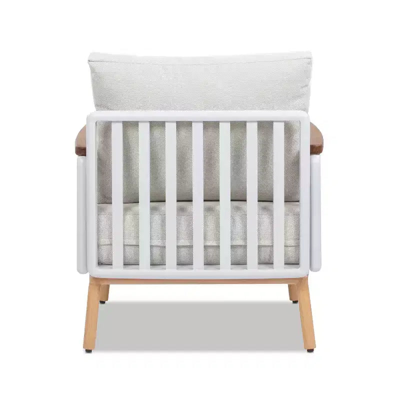 Jennifer Taylor Home Calarono 29 Teak & Aluminum Patio Accent Arm Chair, Sand Dune Chenille
