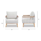 Jennifer Taylor Home Calarono 29 Teak & Aluminum Patio Accent Arm Chair, Sand Dune Chenille