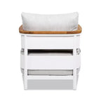 Jennifer Taylor Home Rhodes 29 Upholstered Teak & Aluminum Patio Arm Chair, Birch Gray Chenille