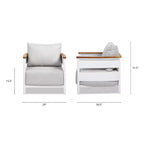 Jennifer Taylor Home Rhodes 29 Upholstered Teak & Aluminum Patio Arm Chair, Birch Gray Chenille