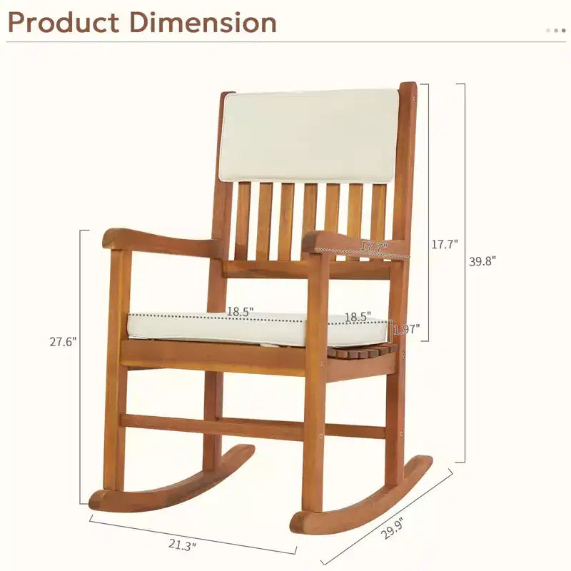 Karl Home | Sedia a dondolo in legno massello con cuscino