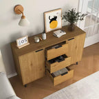 Credenza da buffet con cassetti e ante, mobiletto in legno per angolo caffè, credenza da cucina da 120 cm con 3 cassetti e 2 ante