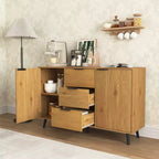 Credenza da buffet con cassetti e ante, mobiletto in legno per angolo caffè, credenza da cucina da 120 cm con 3 cassetti e 2 ante
