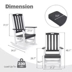 Sedia a dondolo da esterno Aoodor, dondolo da portico a doghe in HDPE con braccioli, design resistente a tutte le stagioni per esterni o interni