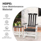Sedia a dondolo da esterno Aoodor, dondolo da portico a doghe in HDPE con braccioli, design resistente a tutte le stagioni per esterni o interni