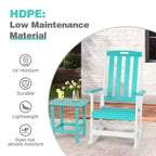 Sedia a dondolo da esterno Aoodor, dondolo da portico a doghe in HDPE con braccioli, design resistente a tutte le stagioni per esterni o interni
