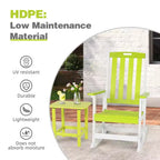 Sedia a dondolo da esterno Aoodor, dondolo da portico a doghe in HDPE con braccioli, design resistente a tutte le stagioni per esterni o interni