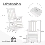 Sedia a dondolo da esterno Aoodor, dondolo da portico a doghe in HDPE con braccioli, design resistente a tutte le stagioni per esterni o interni