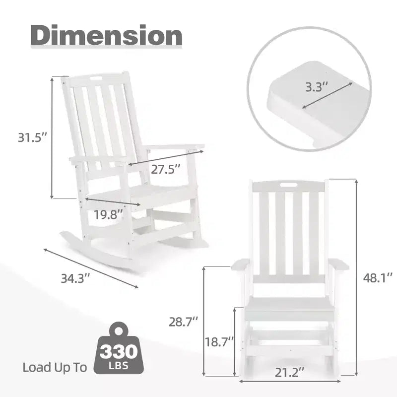 Sedia a dondolo da esterno Aoodor, dondolo da portico a doghe in HDPE con braccioli, design resistente a tutte le stagioni per esterni o interni