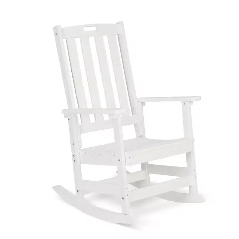 Sedia a dondolo da esterno Aoodor, dondolo da portico a doghe in HDPE con braccioli, design resistente a tutte le stagioni per esterni o interni