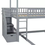 Whisen Twin Over Full Bunk Bed with Slide, House Bed with Slide