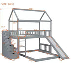 Whisen Twin Over Full Bunk Bed with Slide, House Bed with Slide