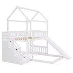 Whisen Twin Over Full Bunk Bed with Slide, House Bed with Slide