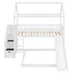 Whisen Twin Over Full Bunk Bed with Slide, House Bed with Slide