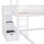 Whisen Twin Over Full Bunk Bed with Slide, House Bed with Slide