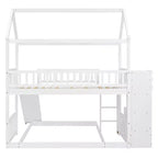 Whisen Twin Over Full Bunk Bed with Slide, House Bed with Slide