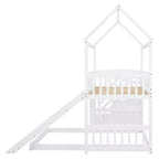 Whisen Twin Over Full Bunk Bed with Slide, House Bed with Slide