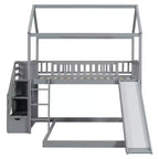 Whisen Twin Over Full Bunk Bed with Slide, House Bed with Slide