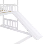 Whisen Twin Over Full Bunk Bed with Slide, House Bed with Slide