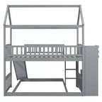 Whisen Twin Over Full Bunk Bed with Slide, House Bed with Slide