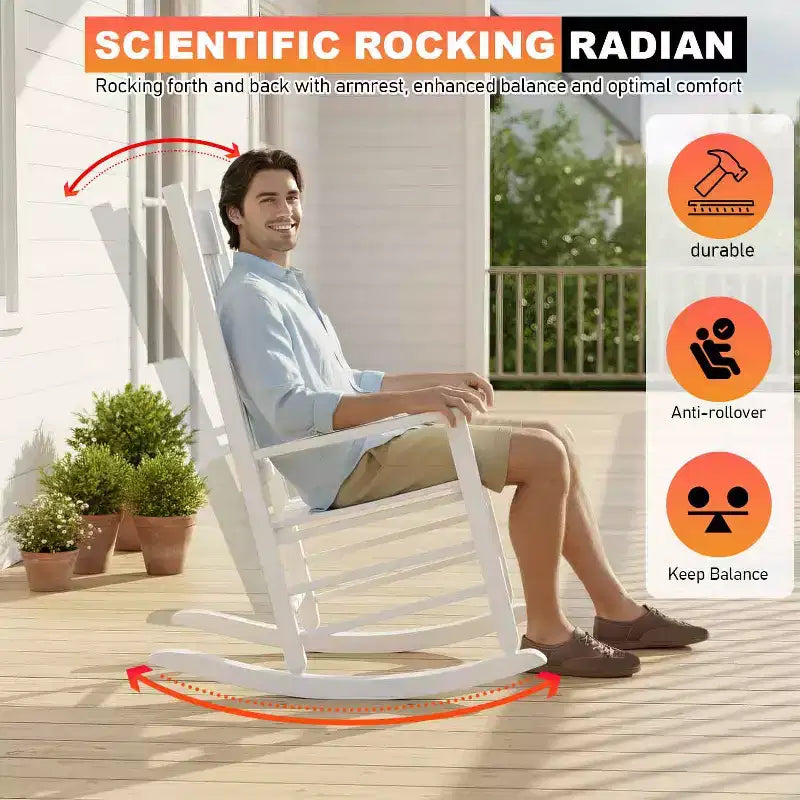BestMassage Outdoor Rocking Chair Classic Wooden Patio Rocking Chair