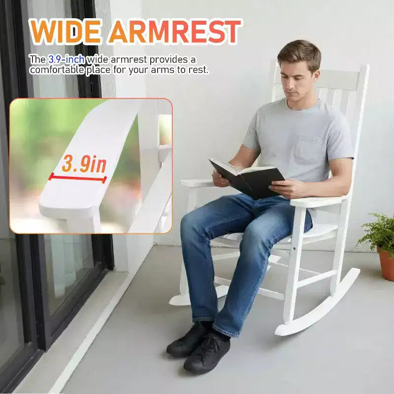BestMassage Outdoor Rocking Chair Classic Wooden Patio Rocking Chair