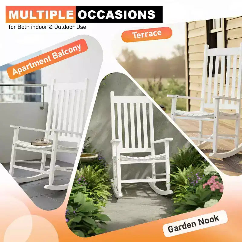 BestMassage Outdoor Rocking Chair Classic Wooden Patio Rocking Chair