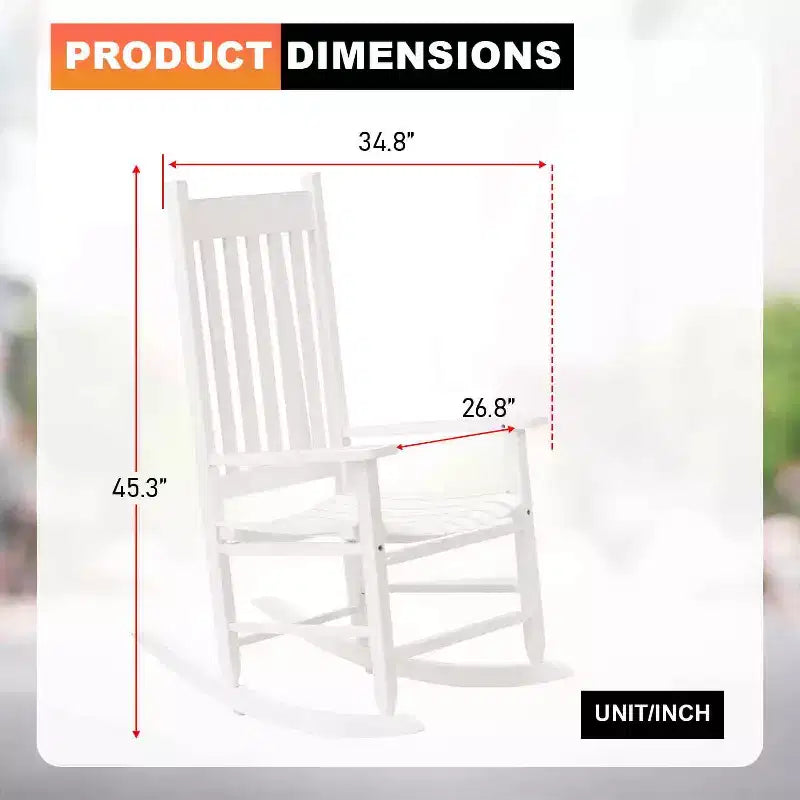 BestMassage Outdoor Rocking Chair Classic Wooden Patio Rocking Chair