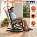 BestMassage Outdoor Rocking Chair Classic Wooden Patio Rocking Chair