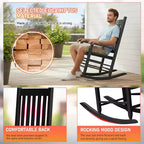 BestMassage Outdoor Rocking Chair Classic Wooden Patio Rocking Chair
