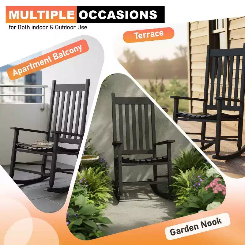 BestMassage Outdoor Rocking Chair Classic Wooden Patio Rocking Chair