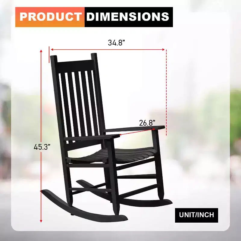 BestMassage Outdoor Rocking Chair Classic Wooden Patio Rocking Chair