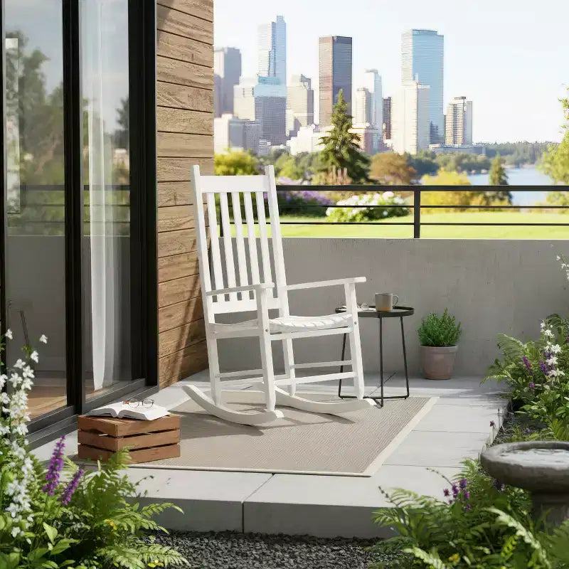 BestMassage Outdoor Rocking Chair Classic Wooden Patio Rocking Chair