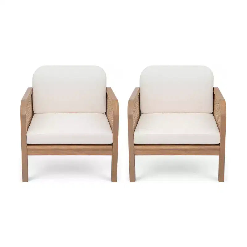 Christopher Knight Home Curtis, sedia da club per esterni in rattan e legno di acacia con cuscino resistente all'acqua, marrone/beige