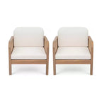Christopher Knight Home Curtis, sedia da club per esterni in rattan e legno di acacia con cuscino resistente all'acqua, marrone/beige