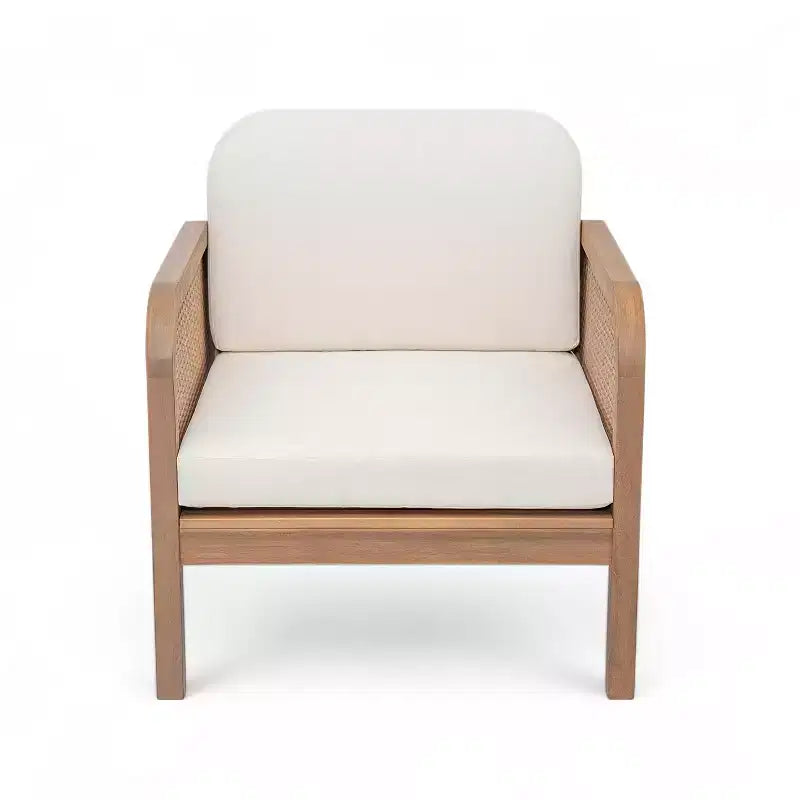 Christopher Knight Home Curtis, sedia da club per esterni in rattan e legno di acacia con cuscino resistente all'acqua, marrone/beige