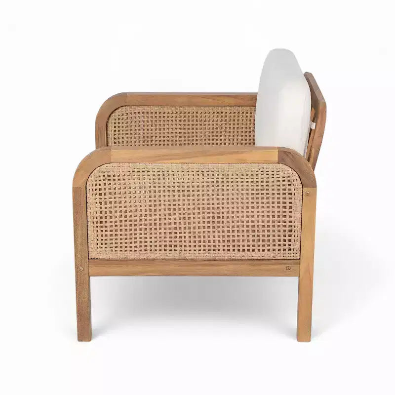 Christopher Knight Home Curtis, sedia da club per esterni in rattan e legno di acacia con cuscino resistente all'acqua, marrone/beige