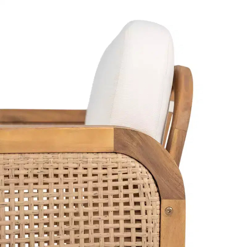 Christopher Knight Home Curtis, sedia da club per esterni in rattan e legno di acacia con cuscino resistente all'acqua, marrone/beige