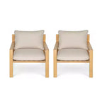 Christopher Knight Home Ihab Patio Rope Weave Acacia Wood Club Chair with Water-Resistant Cushion, Brown/Beige